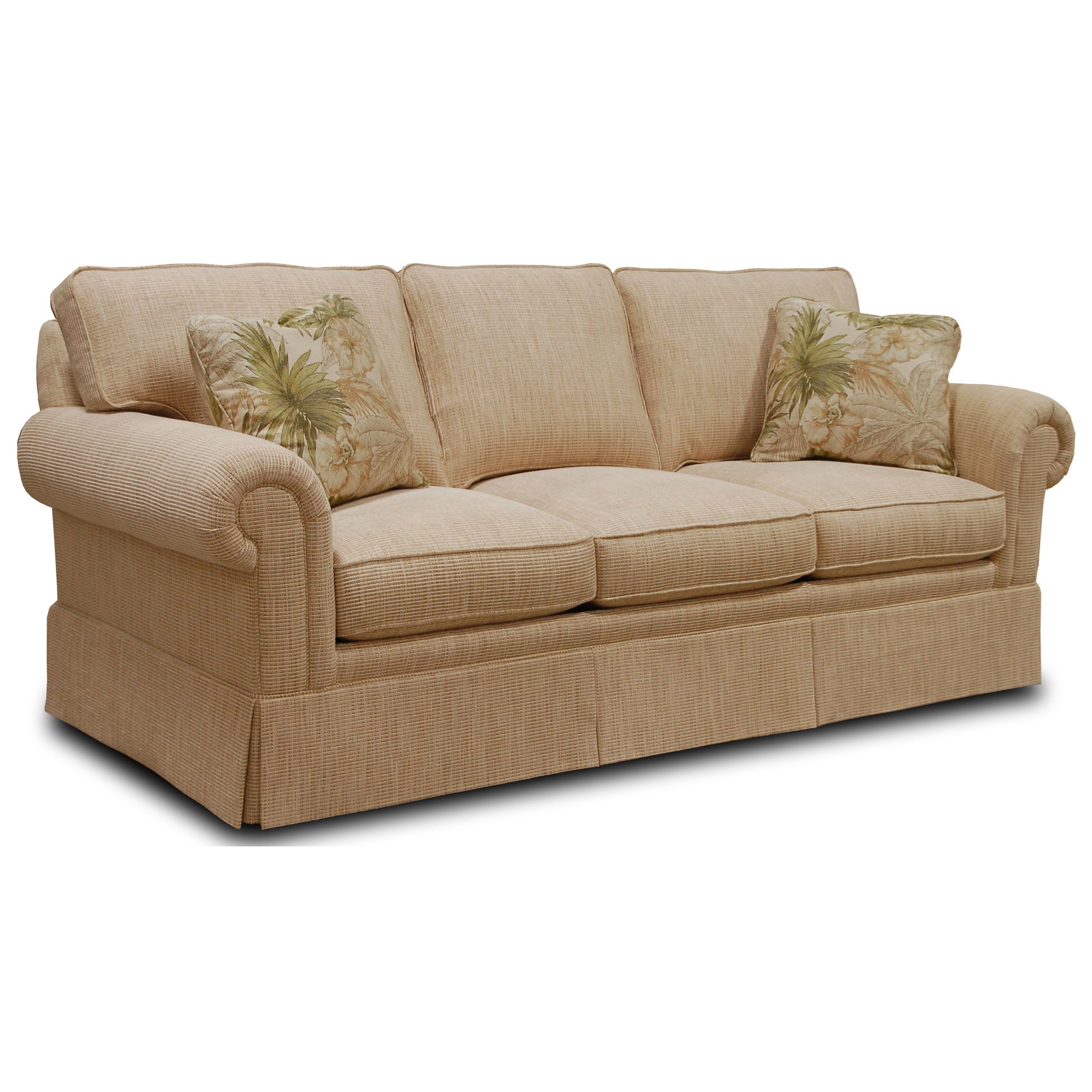 Sherrill Traditional 3066 3 Sofa with Loose Cushion Back and Round Panel Arms Stuckey Furniture Uph Stationary Sofas